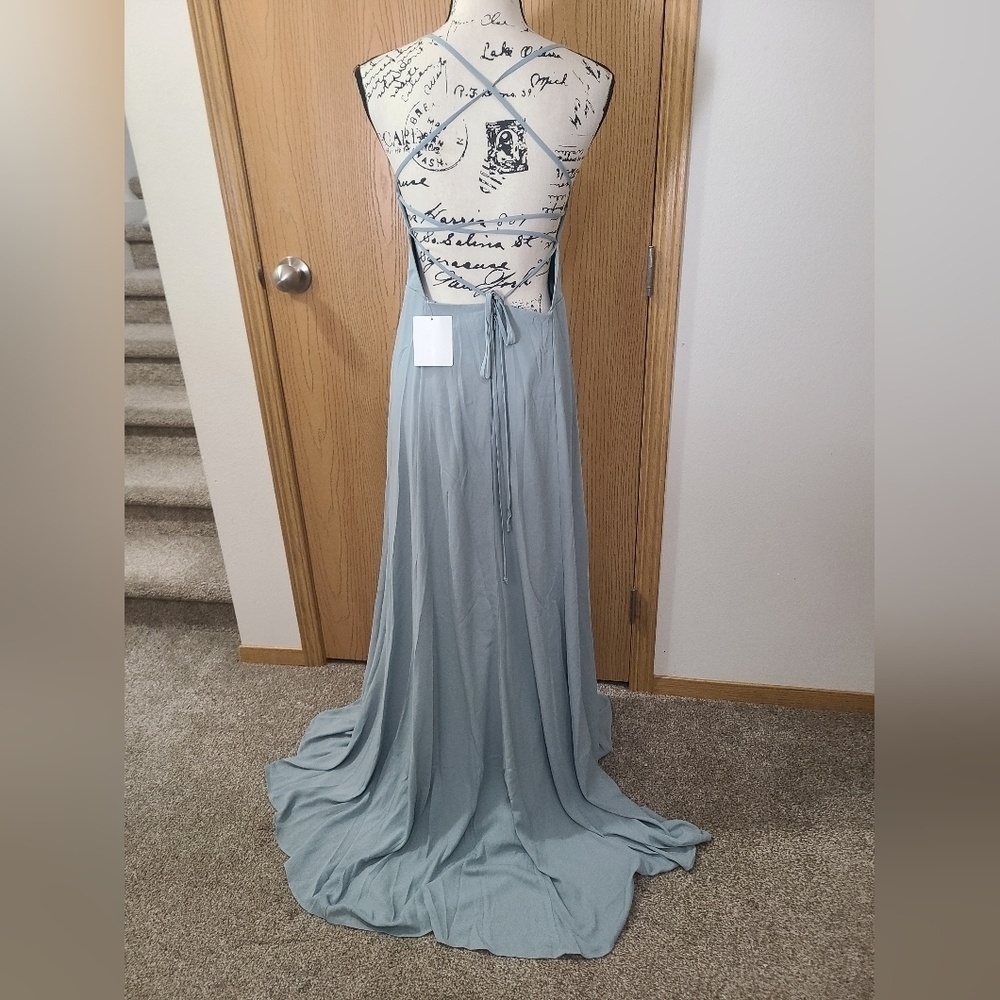 NWT Show Me Your Mumu Godshaw Goddess Sage Lace Up Bridesmaid Formal Maxi Dress - Picture 4 of 4